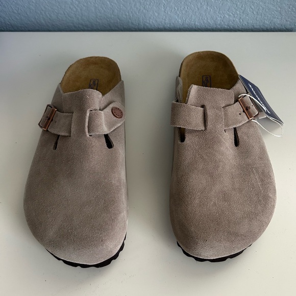 Birkenstock Shoes - Taupe Grey Boston Birkenstocks Clogs - EU 38